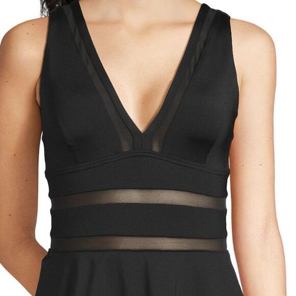 Land's End Plus Standard Mesh V Neck Mini Swimsuit Dress one piece minimizer Var - Picture 2 of 4